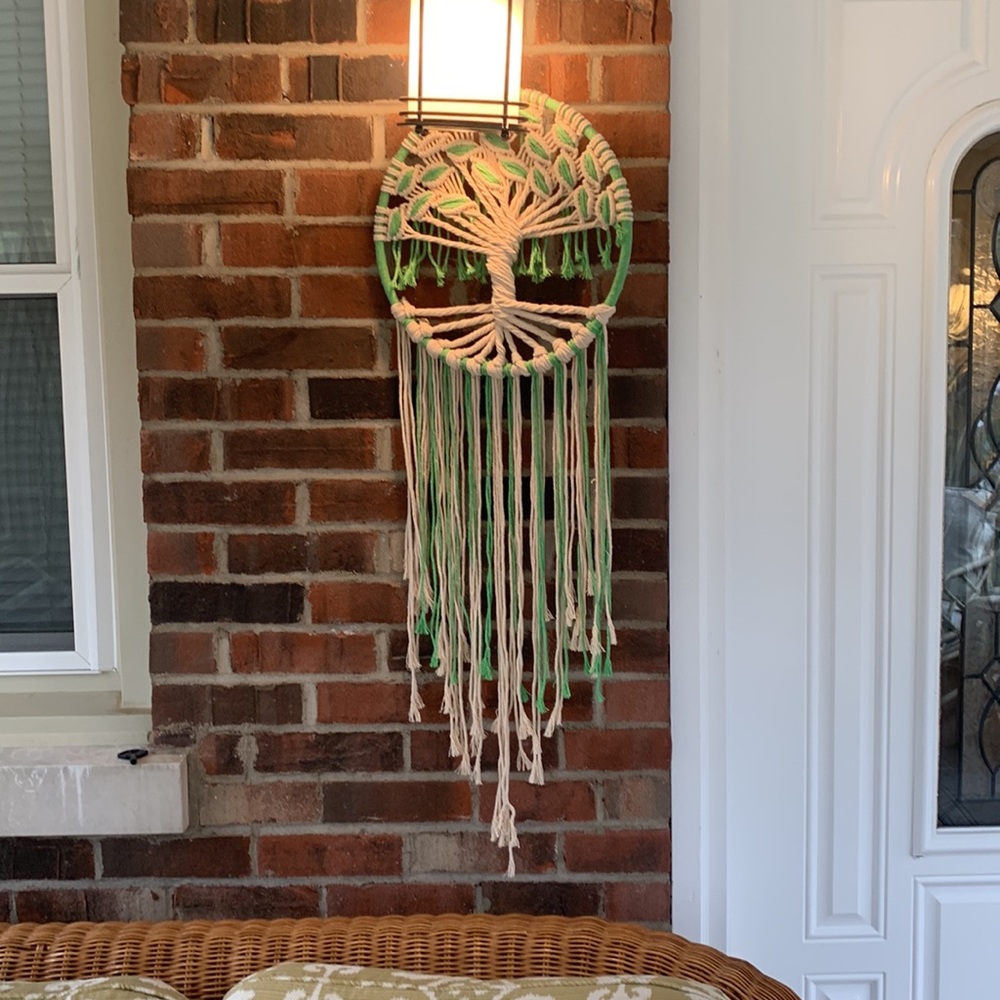The tree of life macramé green and cream home decor